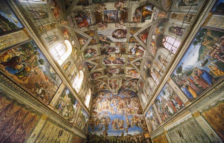 The Vatican Museum houses the ancient Roman Sculptures such as the famed Laocoön and His Sons, whereas the Sistine Chapel is Famous for the Michelangelo s Ceiling.