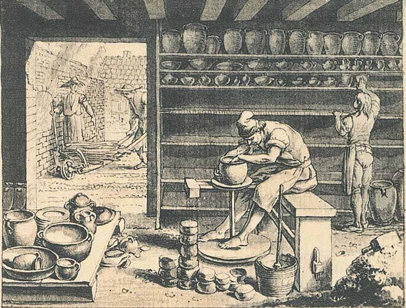 First ceramic wood stoves were made in pottery workshops and had a shape similar to