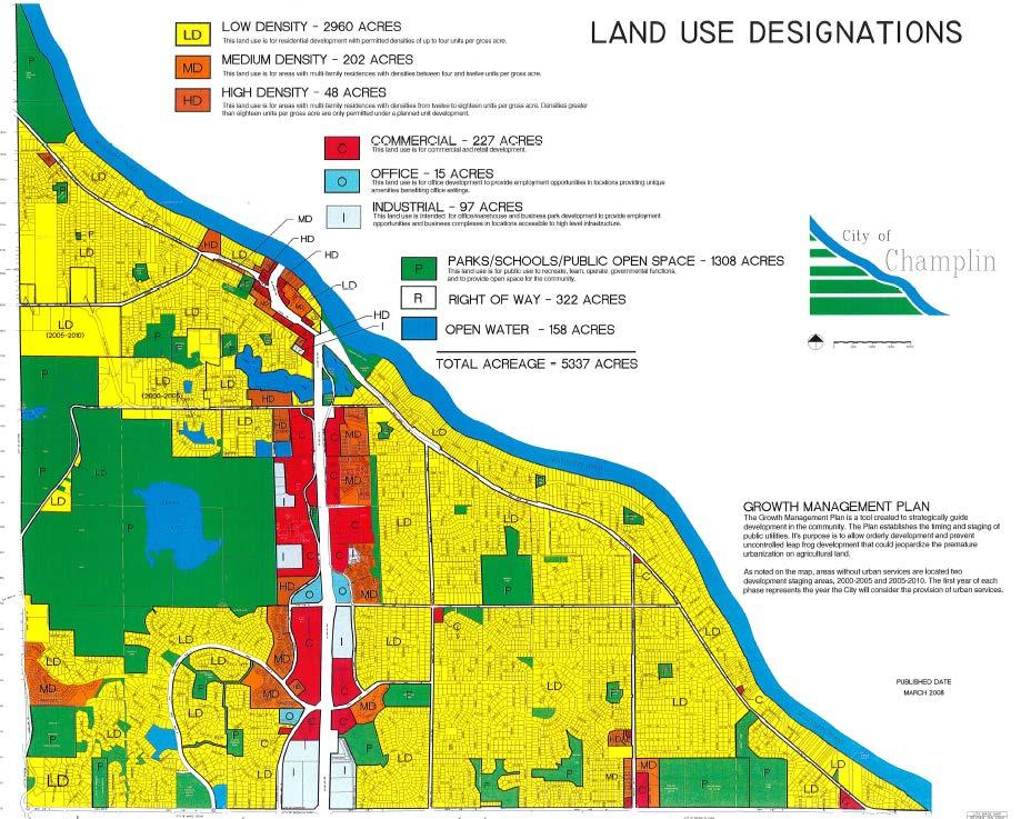 Existing regional parkland at Elm Creek Park Reserve shown as Parks/Schools/Public Open