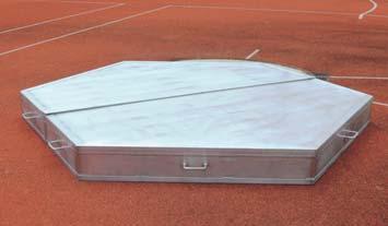 30460 The javelin stop board is made from aluminium. It is an 7 cm wide arc. The arc is 4 m wide and measures an inside diameter of 8 m.