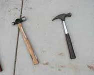 Then I take two small hammers and hold one behind the cable with one hand and hit the cable with the other hammer down the entire length.