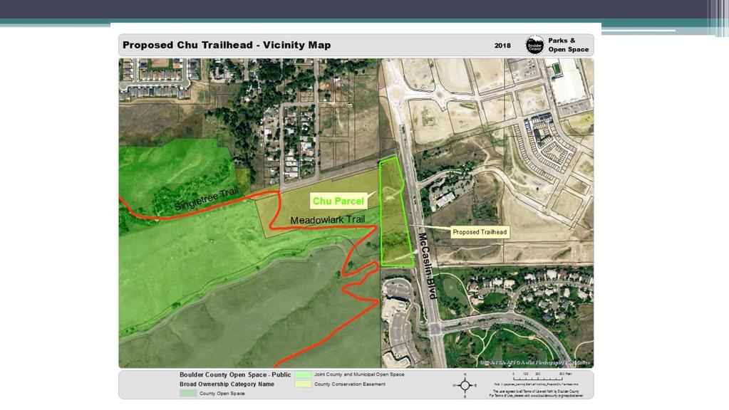 The Chu property is a 6.57 acre parcel located in the Town of Superior on the west side of McCaslin Boulevard.