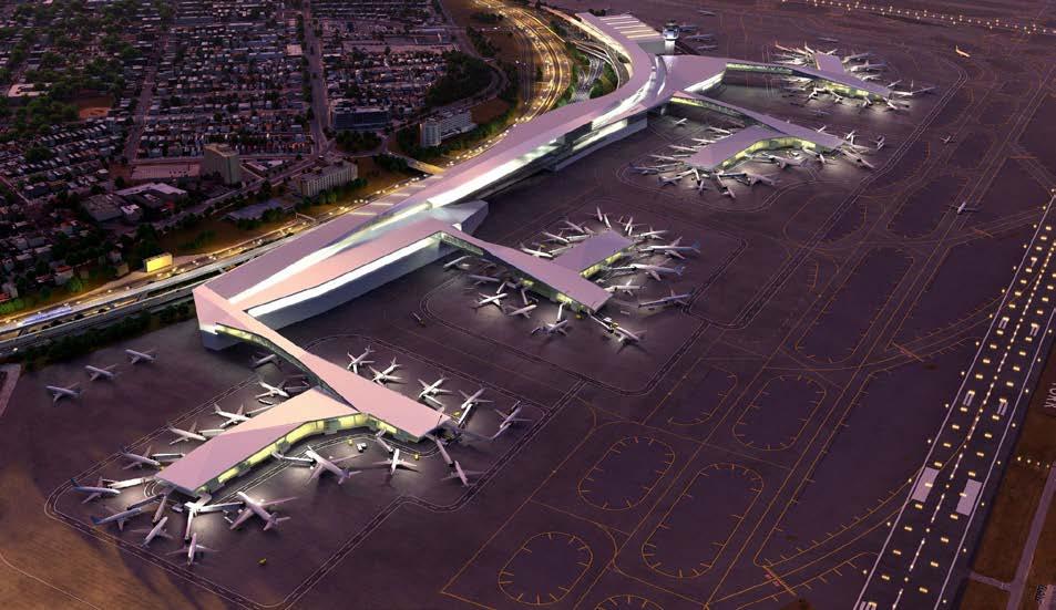 digital screens, and countdown clocks LaGuardia Airport Redevelopment Comprehensive redesign of LaGuardia Airport involves transforming LaGuardia into a unified airport with new terminals,