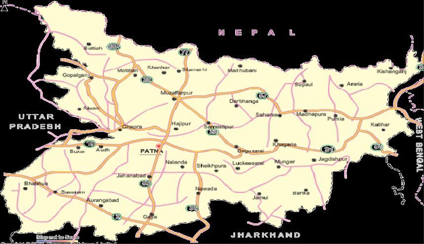 PHYSICAL INFRASTRUCTURE RAILWAYS Hajipur in Bihar is the headquarter of the East-Central Railway. The state s main railway junctions are at Patna, Gaya, Muzaffarpur, Katihar & Samastipur.
