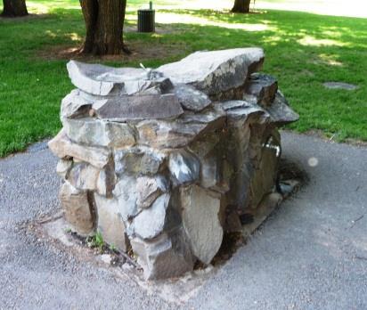 2000: April - The rock drinking fountain on East City Park s southeast edge was created by local artist Jim Gale and paid for by Moscow s Renaissance Fair.