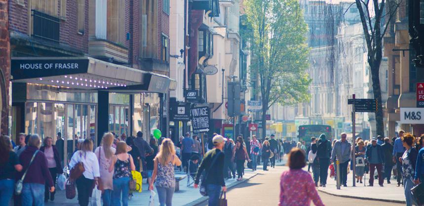 The prime retail pitches are located within the pedestrianised section of the High Street between the Guildhall Centre and the John Lewis department store and Princesshay Shopping Centre.