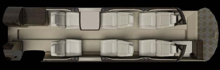 From initial design, the seats were crafted with passenger comfort in mind. A belted lavatory comes standard, while the six cabin seats swing out for added legroom.