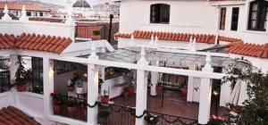 Set in an 18th century Spanish-style house, you ll find the hotel is packed with charm and character, with a terrace offering views over Sucre and a patio featuring a water foundation and handpainted