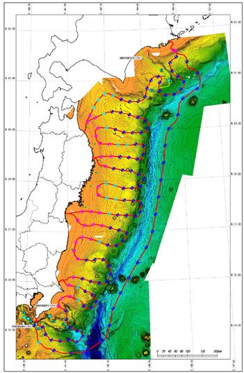 >>>>>>>>>>>>>> More Accurate Forecasting of Tsunamis The Pacific plate is sinking westward beneath the North American plate, on which Tohoku and Hokkaido sit, beginning its descent at the Japan