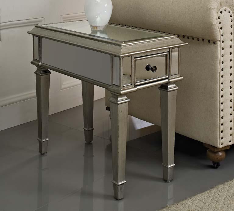 233-685 SILVER MIRRORED SIDE TABLE Finish: