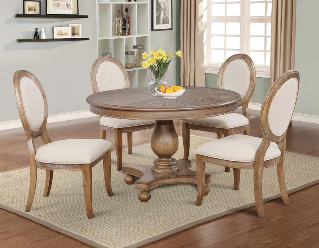 15D7053 LENOIR 5-PIECE DINING GROUP (1) 15D7053DT Dining Table (4) 15D7053SC Side Chair Finish: Wire-Brushed Oak Table: 48" x 48" x 30" Tall Side
