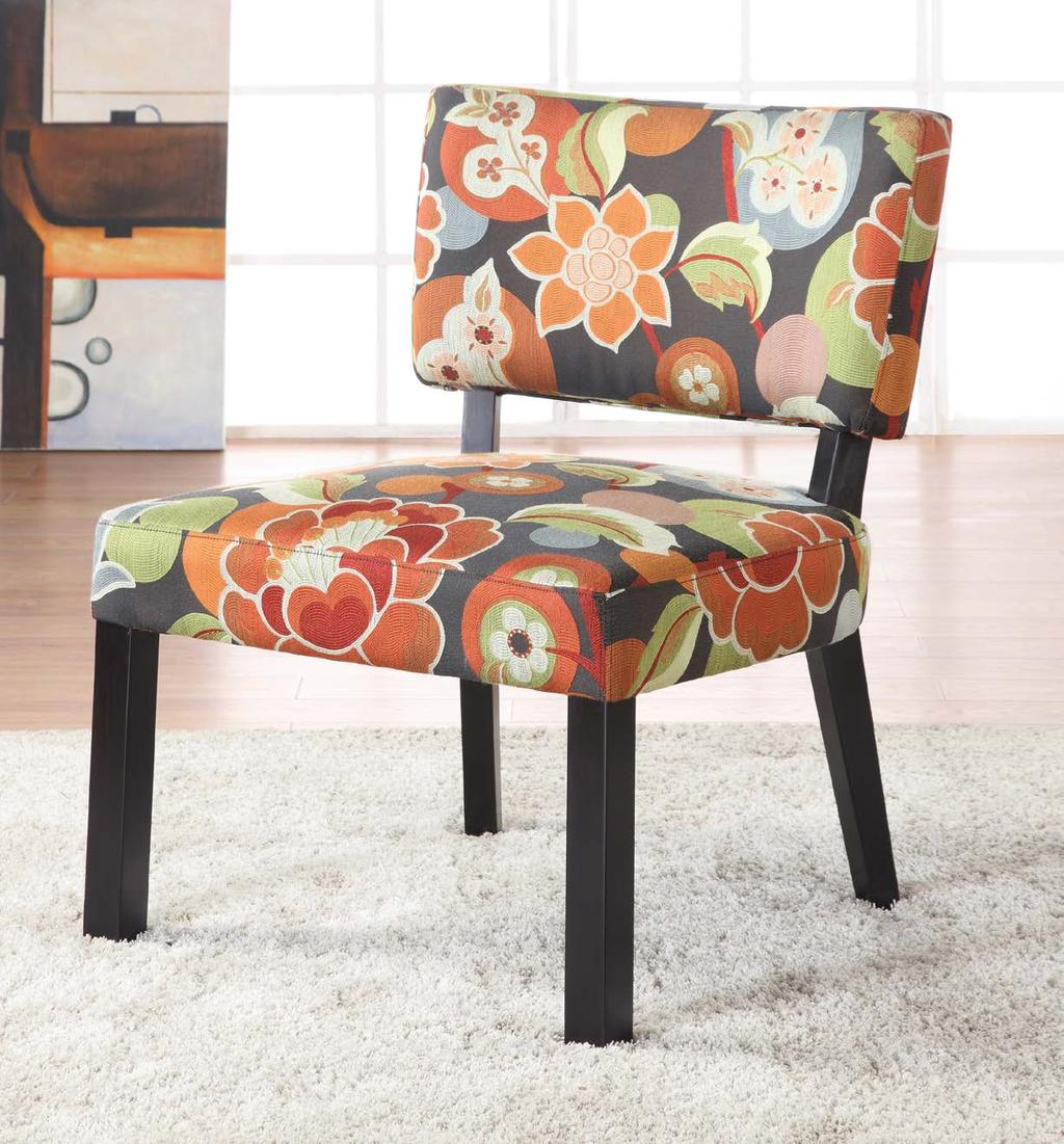 Accent Seating 383-936 BRIGHT FLORAL PRINT ACCENT CHAIR Finish: Black