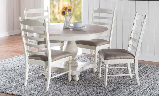 Table (4) 16D8223SC Side Chair Finish: Whitewash, white Table: 48" x 48" x 30" Tall,
