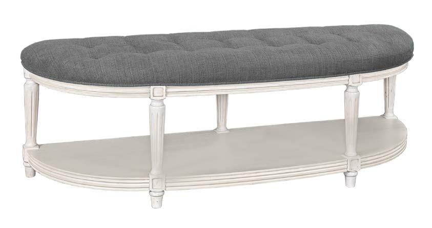 17S8262C PERRY DEMILUNE BENCH CHARCOAL Finish:
