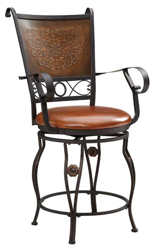 222-430 BIG & TALL COPPER STAMPED BACK COUNTER STOOL WITH ARMS Finish: Bronze Powder