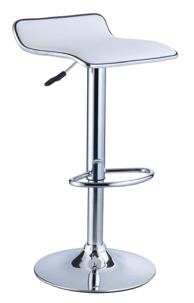 FAUX LEATHER/CHROME THIN SEAT ADJUSTABLE HEIGHT 360 SWIVEL BARSTOOL Finish: Chrome Steel Fabric: White or Black Faux leather 15" x 13-1/2" x 26" - 34" Tall Seat
