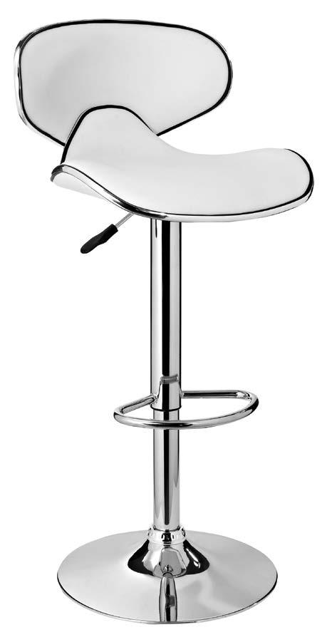 BLACK OR WHITE ADJUSTABLE HEIGHT 360 SWIVEL BARSTOOL Finish: Chrome Steel Fabric: White or Black Faux leather 18" x 19" x 30" - 41" Tall GAS-LIFT MECHANISM TO ADJUST HEIGHT;