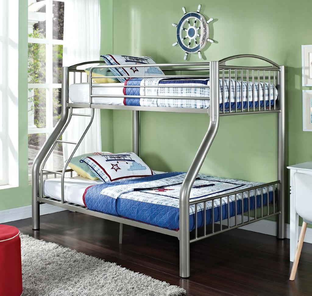 941-192 PEWTER HEAVY METAL TWIN/FULL BUNK BED Finish: Pewter 79" x 57" x 65" Tall