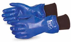 formulated nitrile is ultrasoft, flexible in cold conditions Sand-patch finish 11 gauntlet cuffs protect wrists,