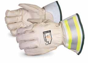 leather Inner Kevlar /C100 Thinsulate lining Cuffs include M retroreflective silver strips One-finger mitt with 6 gauntlet cuff