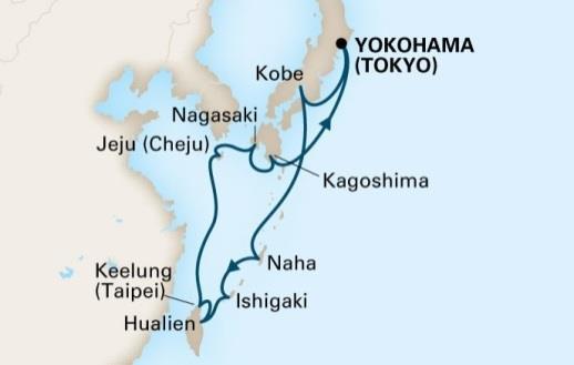 17:00 At Sea Nagasaki, Noon-0:00 1 Kagoshima, 1