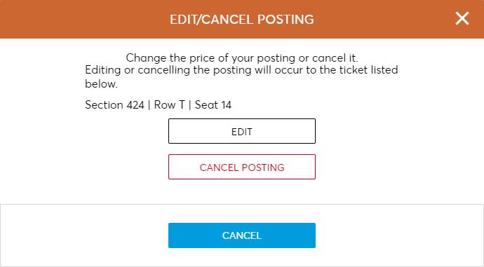 You will then be able to edit the price, method of payment, or cancel your posting all