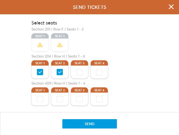 Transferring Your Tickets (Step 3) You will now be able to select which tickets you would like to Transfer.