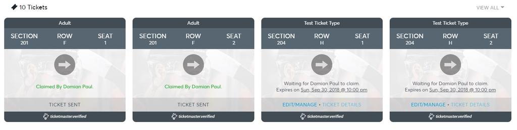 Reclaiming Transferred Tickets (Step 1) If you accidently Transferred the tickets to the wrong person or want to reclaim them for any reason, you have the