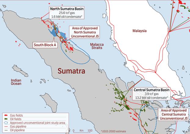 Central Sumatra Unconventional Joint Study Area An unconventional joint study, covering 2481km 2, located in the east of the Central Sumatra Basin covering part of the Bengkalis Graben was awarded on