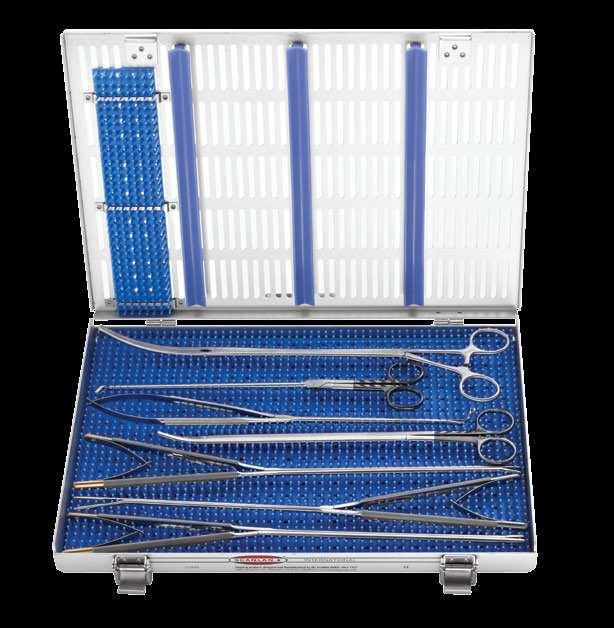 Instrument Trays Thoracoscopic Minimally Invasive Instruments / Aluminum metal tray, silver-grey color Holds up to 7 / instruments (tray depth not sufficient to accommodate full curved instruments