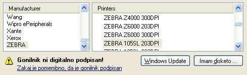 Windows XP opozorilo, da gonilnik nima digitalnega podpisa. Pri operacijskih sistemih Windows 2000 in Windows XP lahko dobite opozorilo, da gonilnik nima digitalnega podpisa.