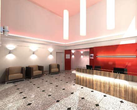 ROYAL SOVEREIGN house CGI of proposed reception refurbishment quality offices to let Occupying a prominent dual aspect corner site, at the important Gateway from the Medway Tunnel Approach and
