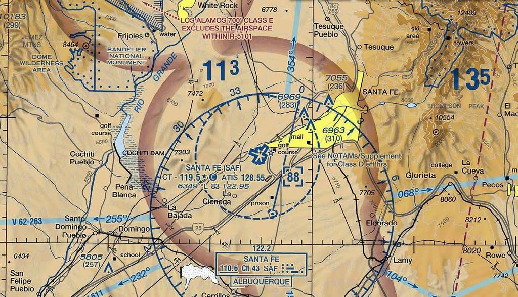 DEPARTING SANTA FE MUNICIPAL AIRPORT UNLESS OTHERWISE INSTRUCTED BY SANTA FE TOWER, FLY RUNWAY HEADING UNTIL CLEAR OF THE CLASS D AIRSPACE AND