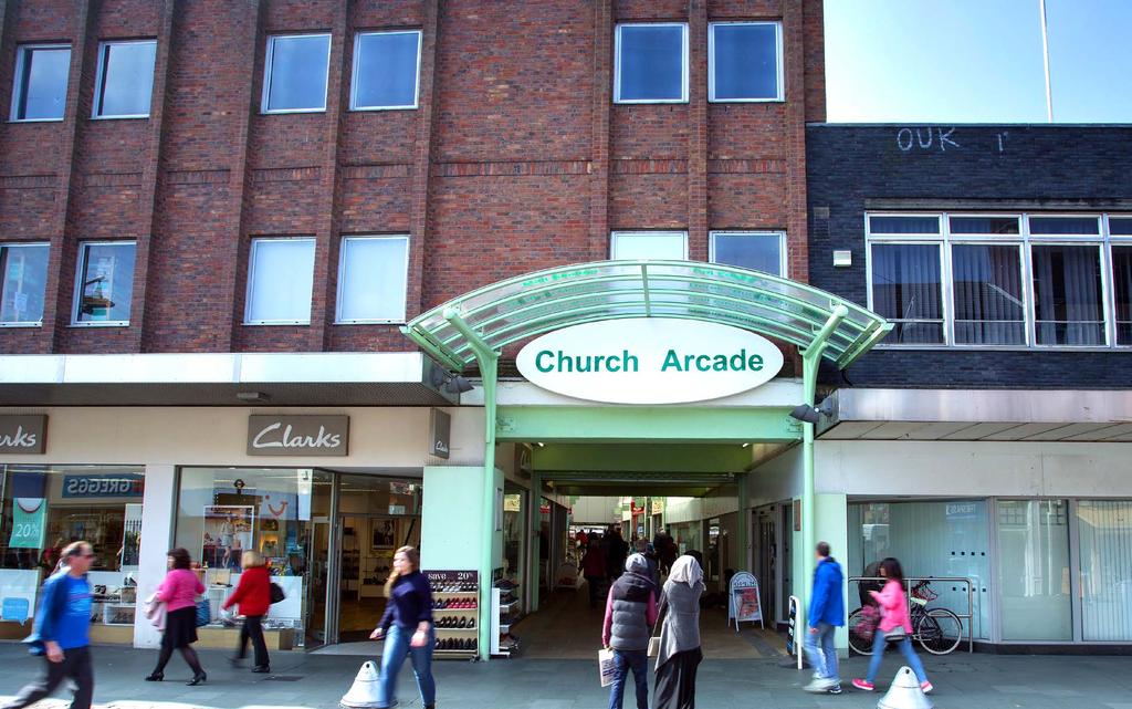CHURCH ARCADE, BEDFORD, MK40 1LQ Investment considerations Busy covered shopping arcade in the heart of Bedford. Popular cut through from Bedford Bus Station to Harpur Street.