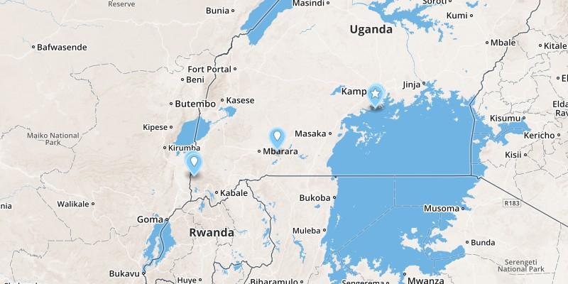 Itinerary map Travel summary Day 1 : Entebbe - Lake Mburo N. P Day 2 : Lake Mburo N.