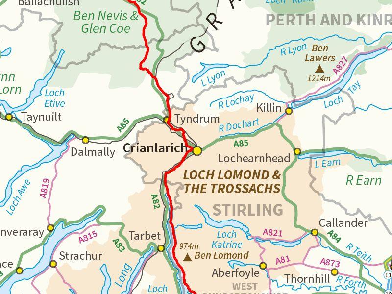 The begins in Milngavie near Glasgow and after 95 miles (153 km) finishes in Fort William, at the foot of Ben Nevis, Britain s highest mountain.