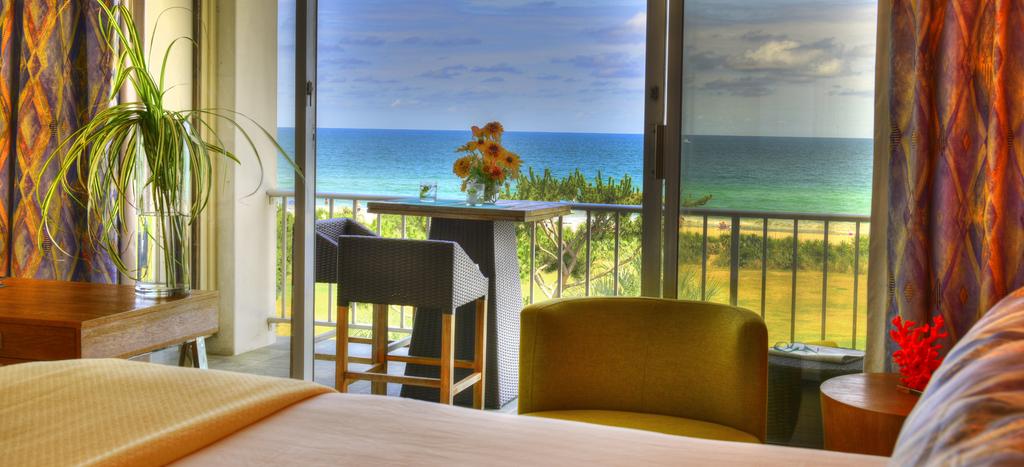 ROOMS & SUITES Deluxe Atlantic Oceanfront Balcony Blockade Runner Beach Resort FEATURES Two Queens or one King Bed Panoramic Ocean Views Covered Balcony w/ Dining Table