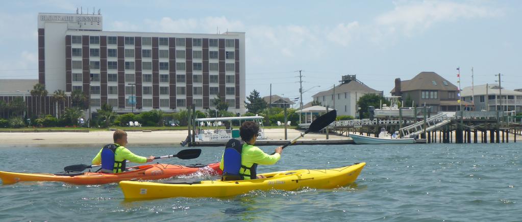 Try early morning yoga on a paddleboard, take a stand-up paddleboard or kayak Eco Tour or learn to sail a Hobie Wave.