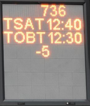 2.3.9. Presentation of TOBT on parking positions with electronic display Display of TOBT and all TOBT updates (UTC) as soon as a TOBT is available for the planned departure.