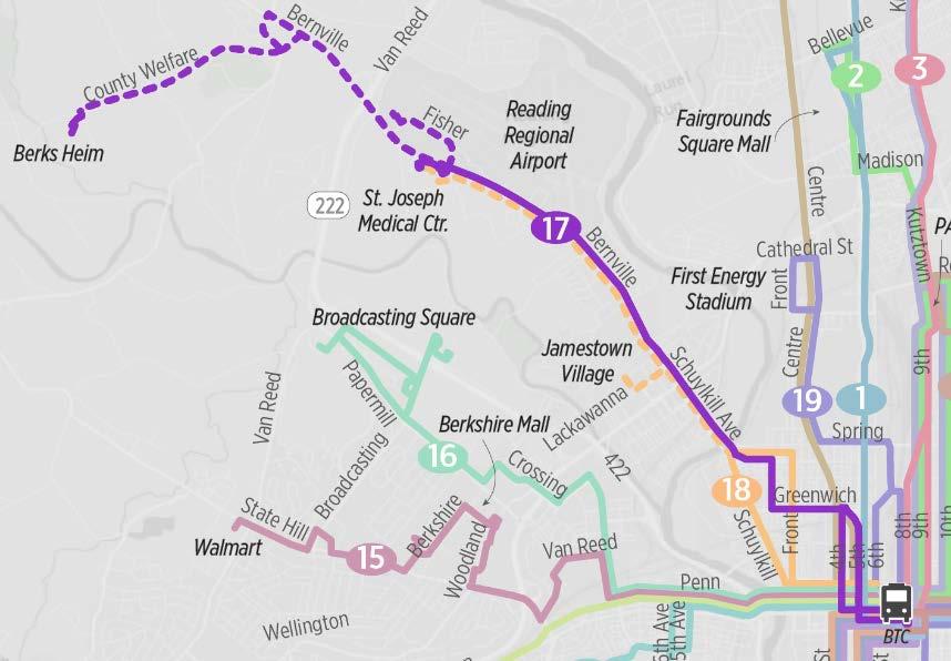 Route BH Airport/Berks-Heim Shuttle (new route) Overview of Changes New route to provide dedicated shuttle service between downtown Reading