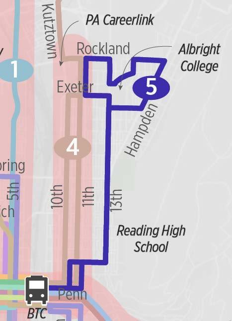 Route 5 Albright College Overview of Changes Operate as a Local route Redesign alignment to operate along 13 th Street in both inbound and outbound directions between Elm Street and Union Street