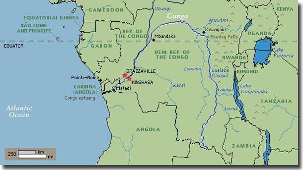 Rivers of Central African Region: The Congo River Hundreds of smaller rivers drain Congo basin and flow into Congo river River empties into Atlantic Ocean Many rapids and waterfalls