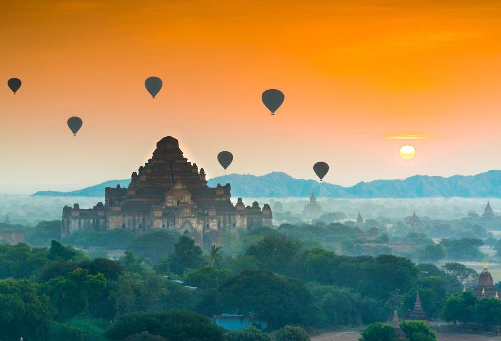 BAGAN BALLOONING OVER THE ANCIENT TEMPLES Float above Bagan s temples and the mighty Irrawaddy River during an unforgettable hot air balloon ride.