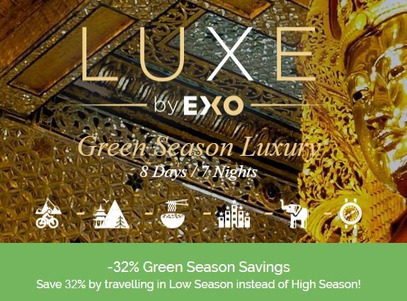 Luxury without the crowds Travelling during the Green Season allows you to create a luxury program at regular prices Avoid