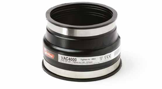 Adaptor couplings (VAC) Sales Order Hotline 0800 334 5547 For instances where there is a significant difference in the outside diameter of pipes, VIPSeal adaptor couplings are step moulded and fitted