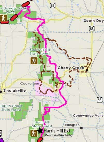 strian Trail System Expansion Project: icipalities: escription: Build on the planned network of equestrian trails in Cherry Creek. Towns of Gerry, Ellington, Cherry Creek, Charlotte, and Arkwright.