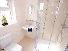 fittings Thermostatically controlled shower over bath in bathroom with screen door Thermostatically controlled shower in ensuite Chrome heated towel rail in bathroom & ensuite Full height tiling to
