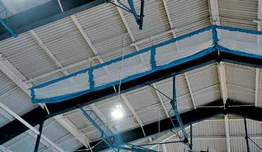 Ridge-Fold Gym Divider A Draper Ridge Fold Gym Divider installs and folds up compactly along the slope of the roof.