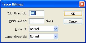 Bitmapirana slika Slika 2. Korišćenje vektorizacije bitmape (Trace Bitmap) za pravljenje vektorskih oblika Flash omogućava da pretvorite bitmapu u vektorsku grafiku.