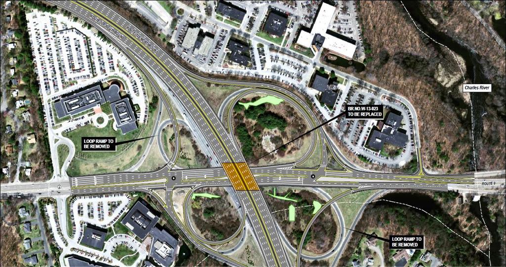 Reconfiguration of the Route 9 Interchange Relocate SB offramp on improved alignment
